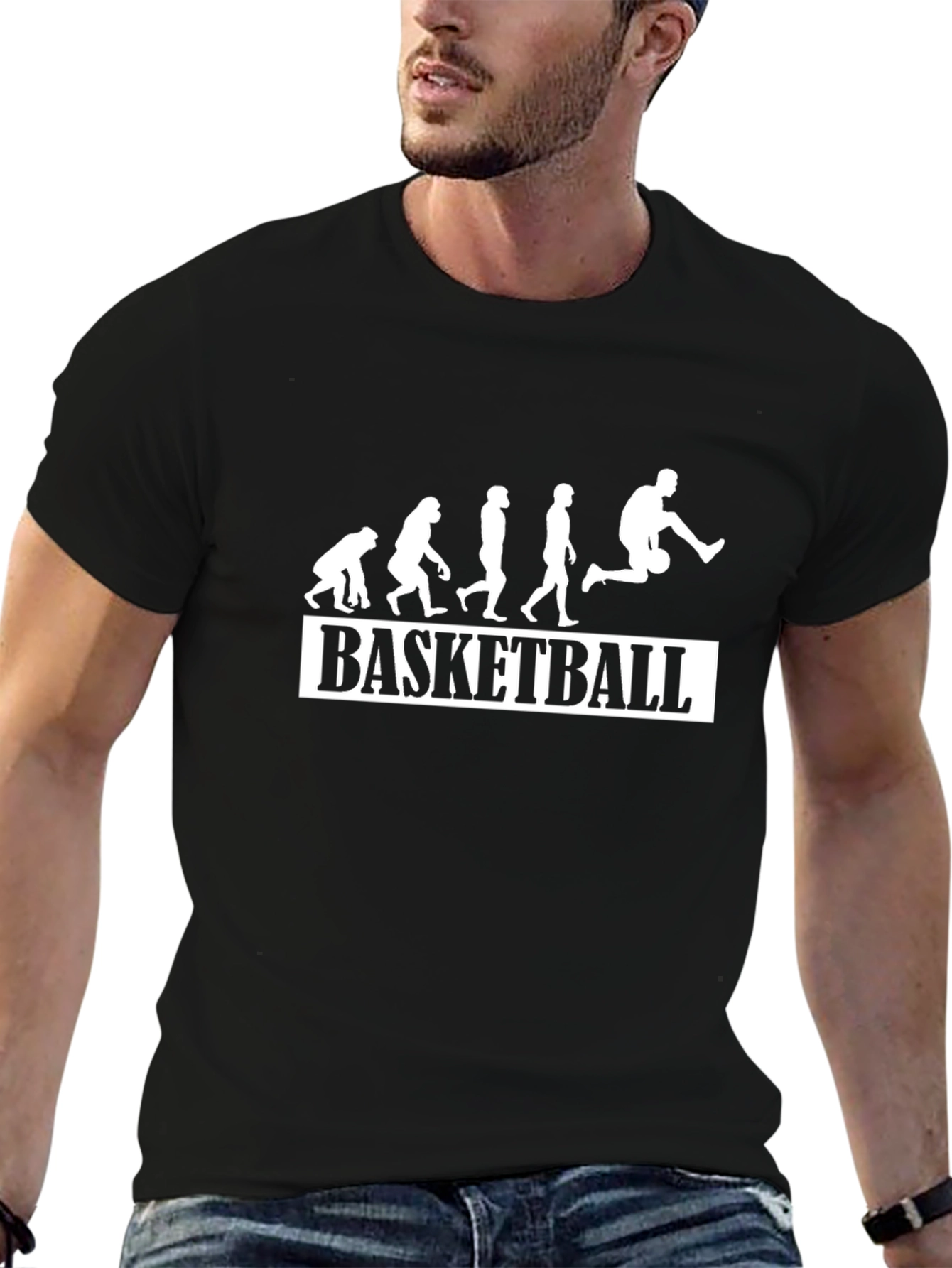 Basketball Evolution T-Shirt - Black Graphic Tee