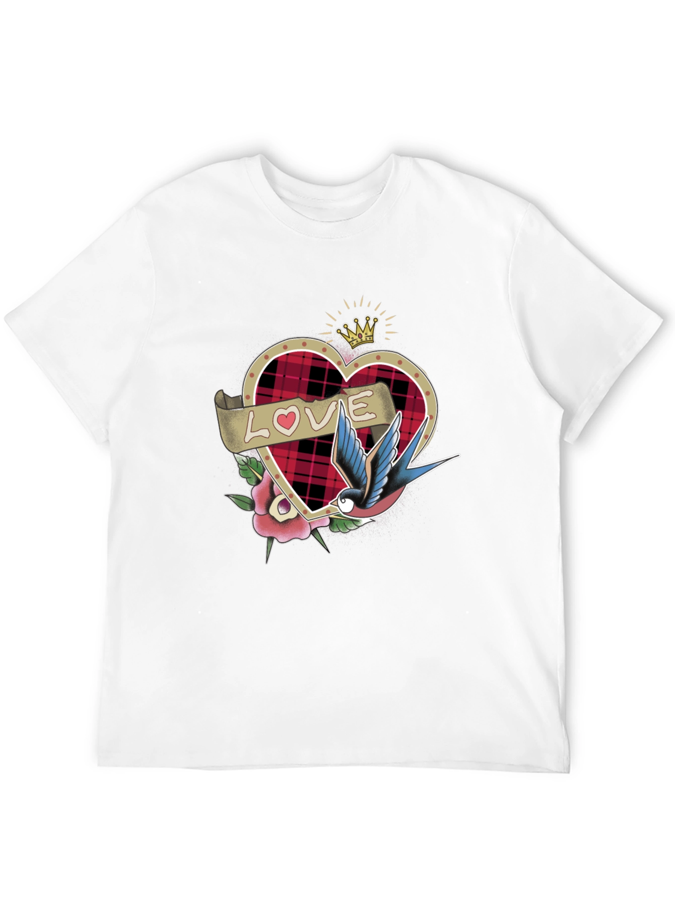 Love Tattoo Heart Graphic Black T-Shirt