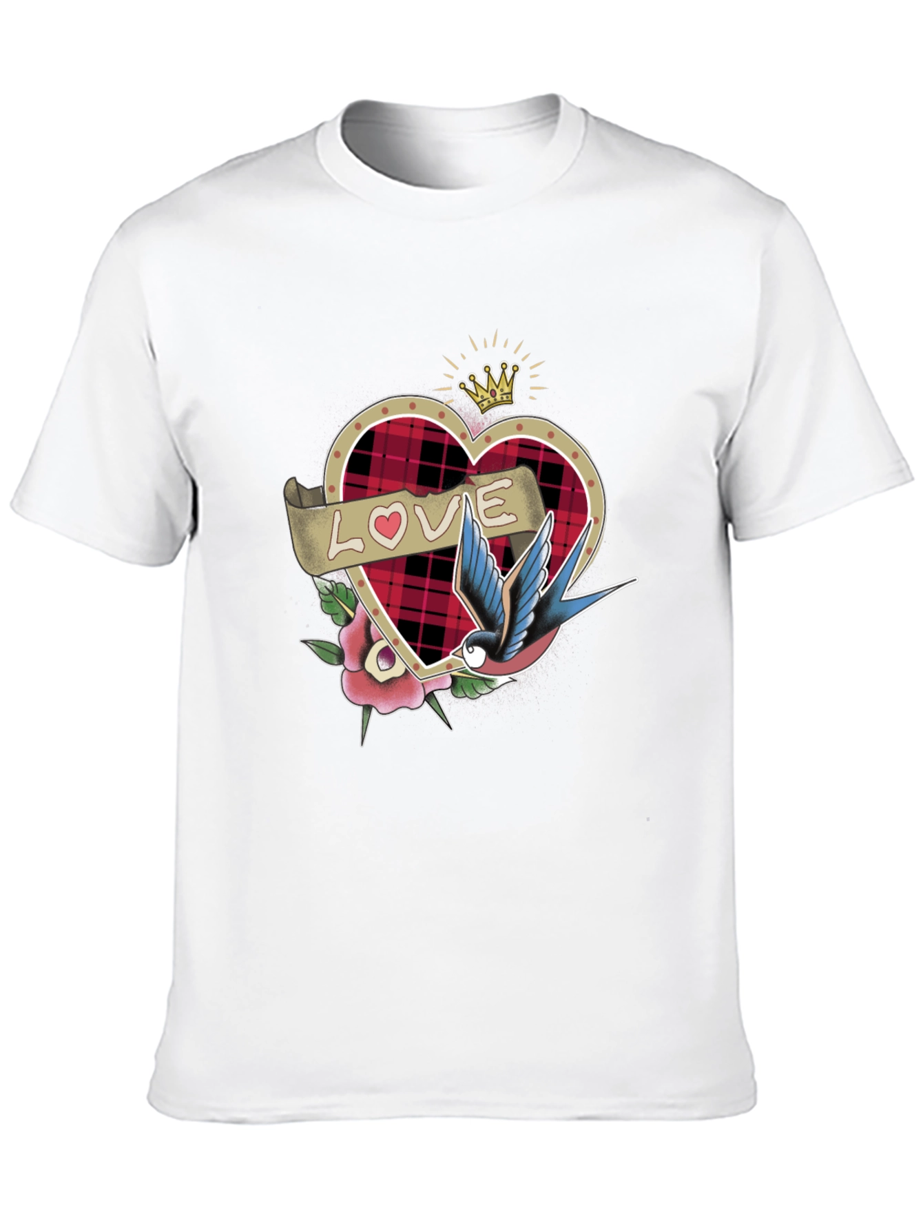Love Tattoo Heart Graphic Black T-Shirt