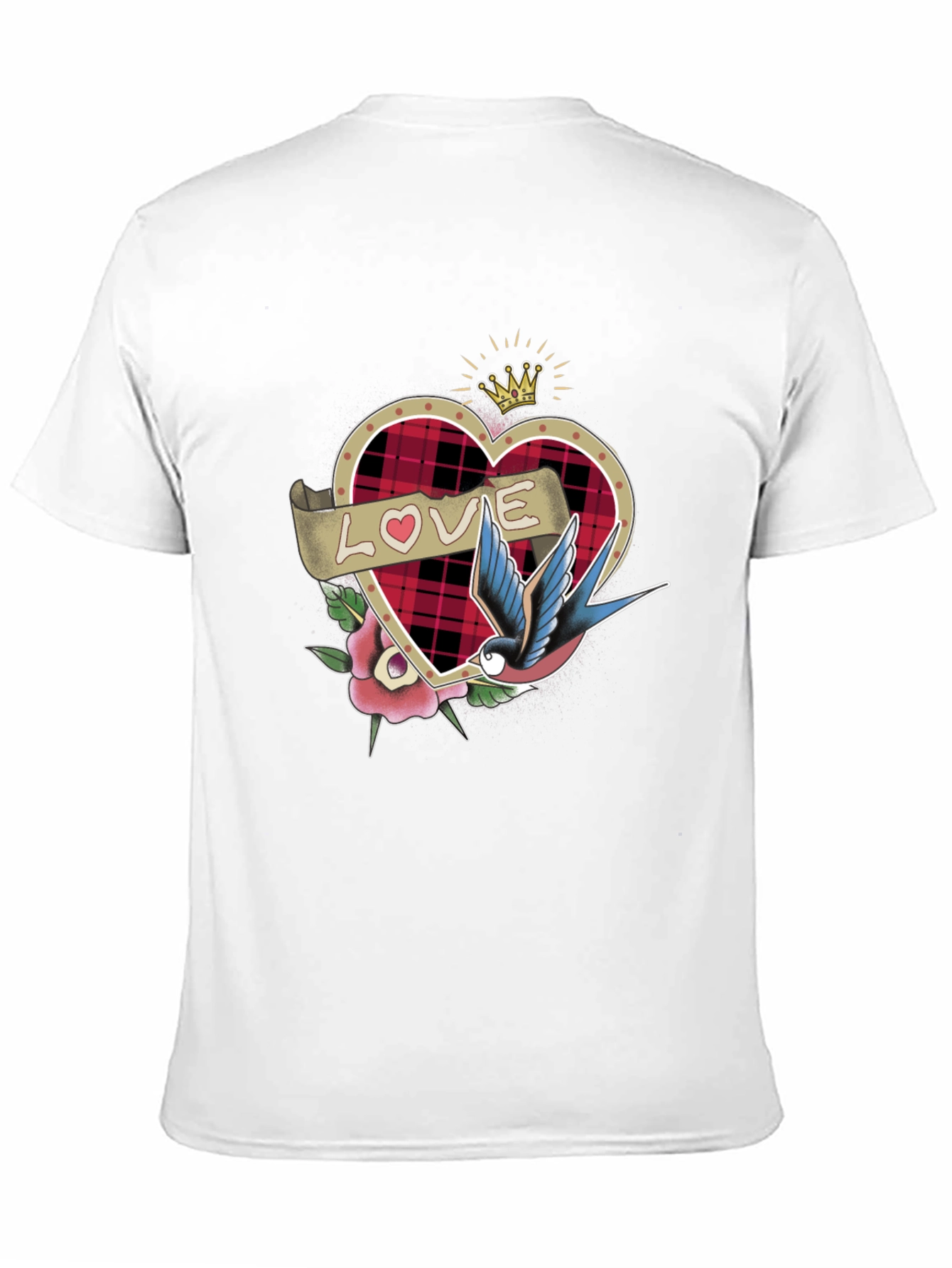 Love Tattoo Heart Graphic Black T-Shirt