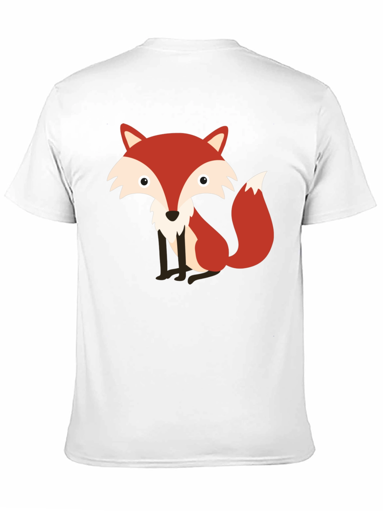 Cute Fox Graphic Print Black T-Shirt