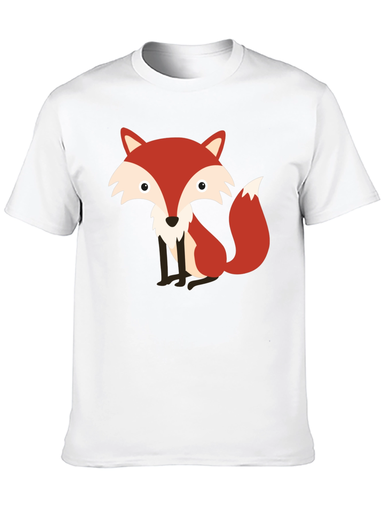 Cute Fox Graphic Print Black T-Shirt