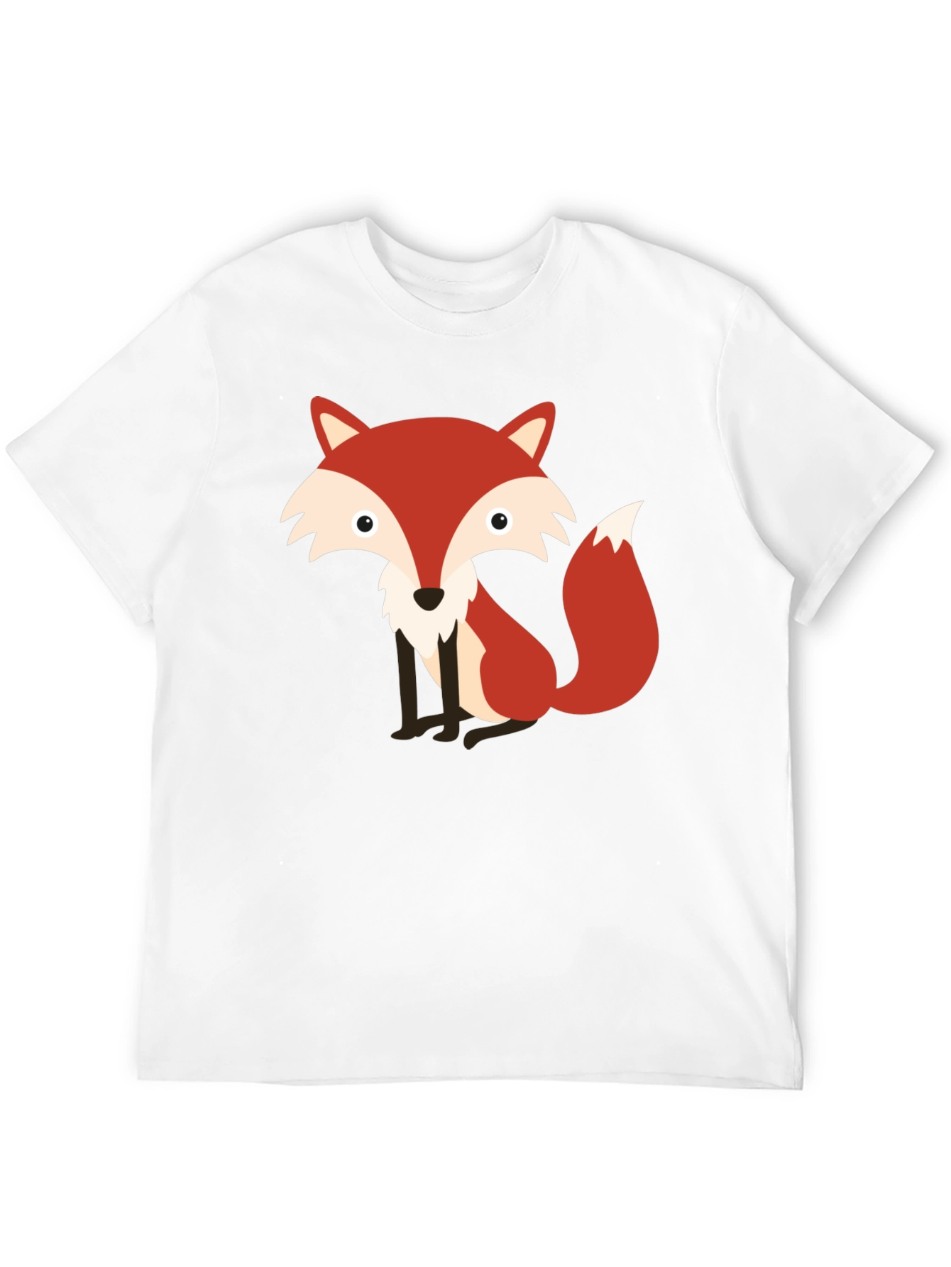 Cute Fox Graphic Print Black T-Shirt