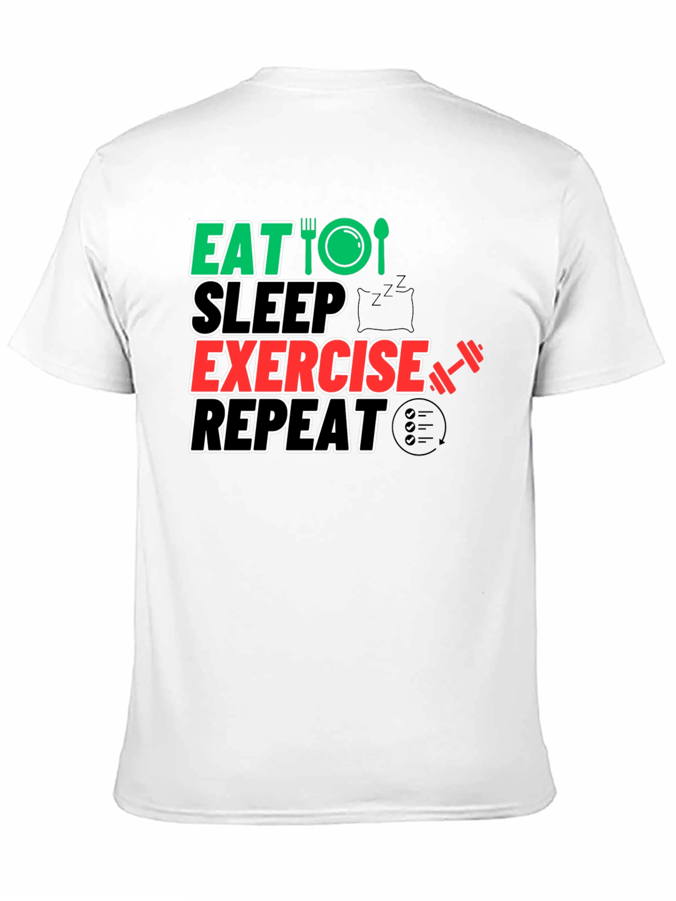Eat Sleep Exercise Repeat Black Graphic Tee