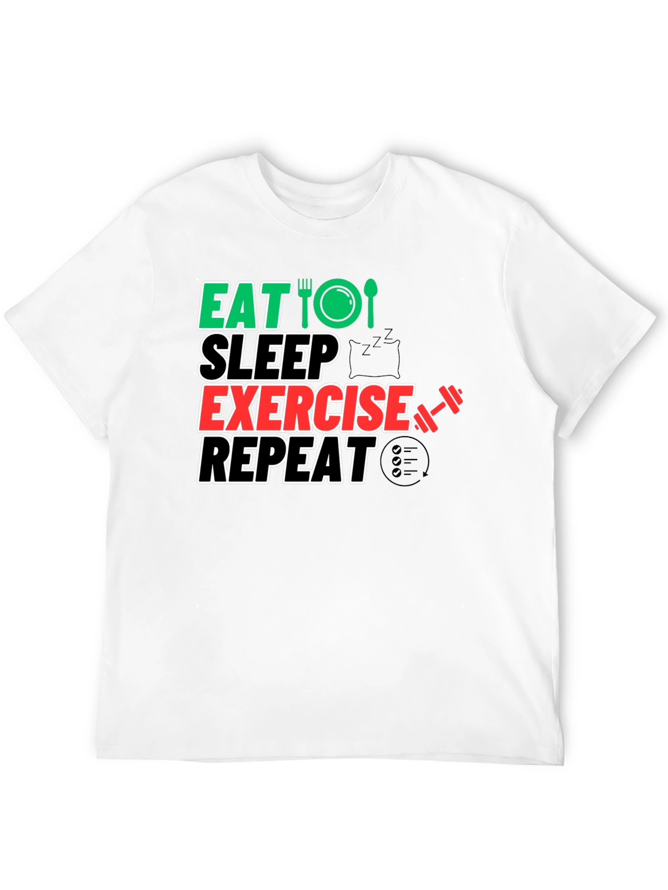 Eat Sleep Exercise Repeat Black Graphic Tee