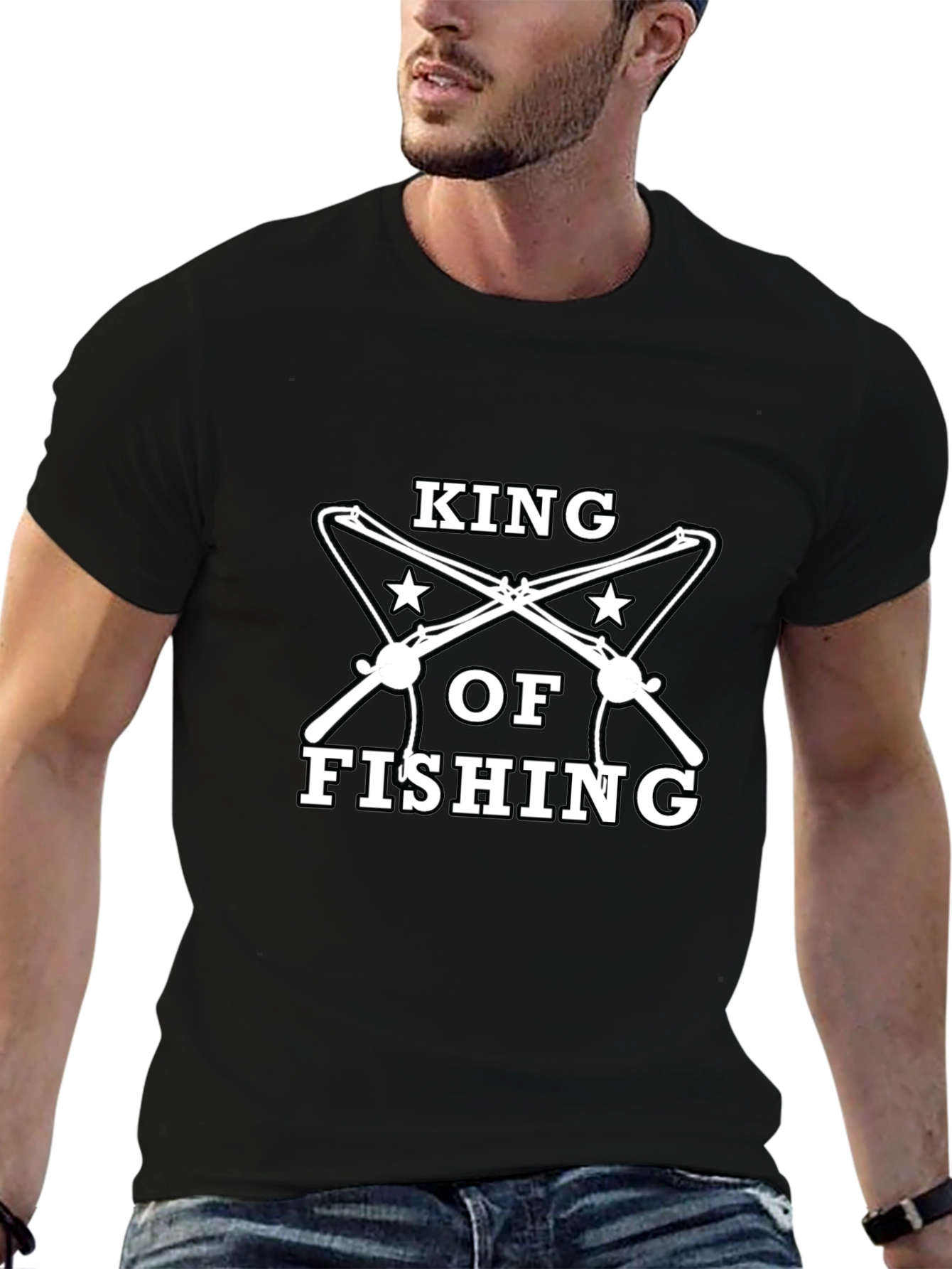 King of Fishing Black Graphic Tee