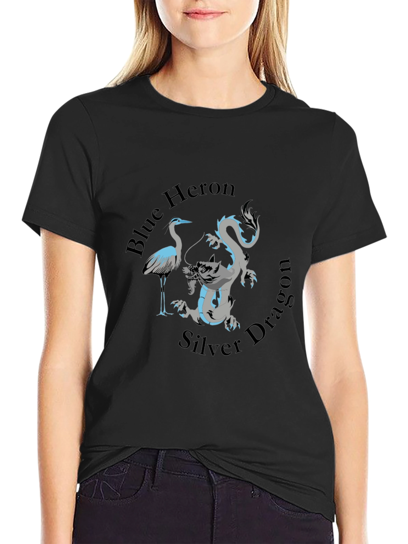 Blue Heron Silver Dragon Graphic Tee