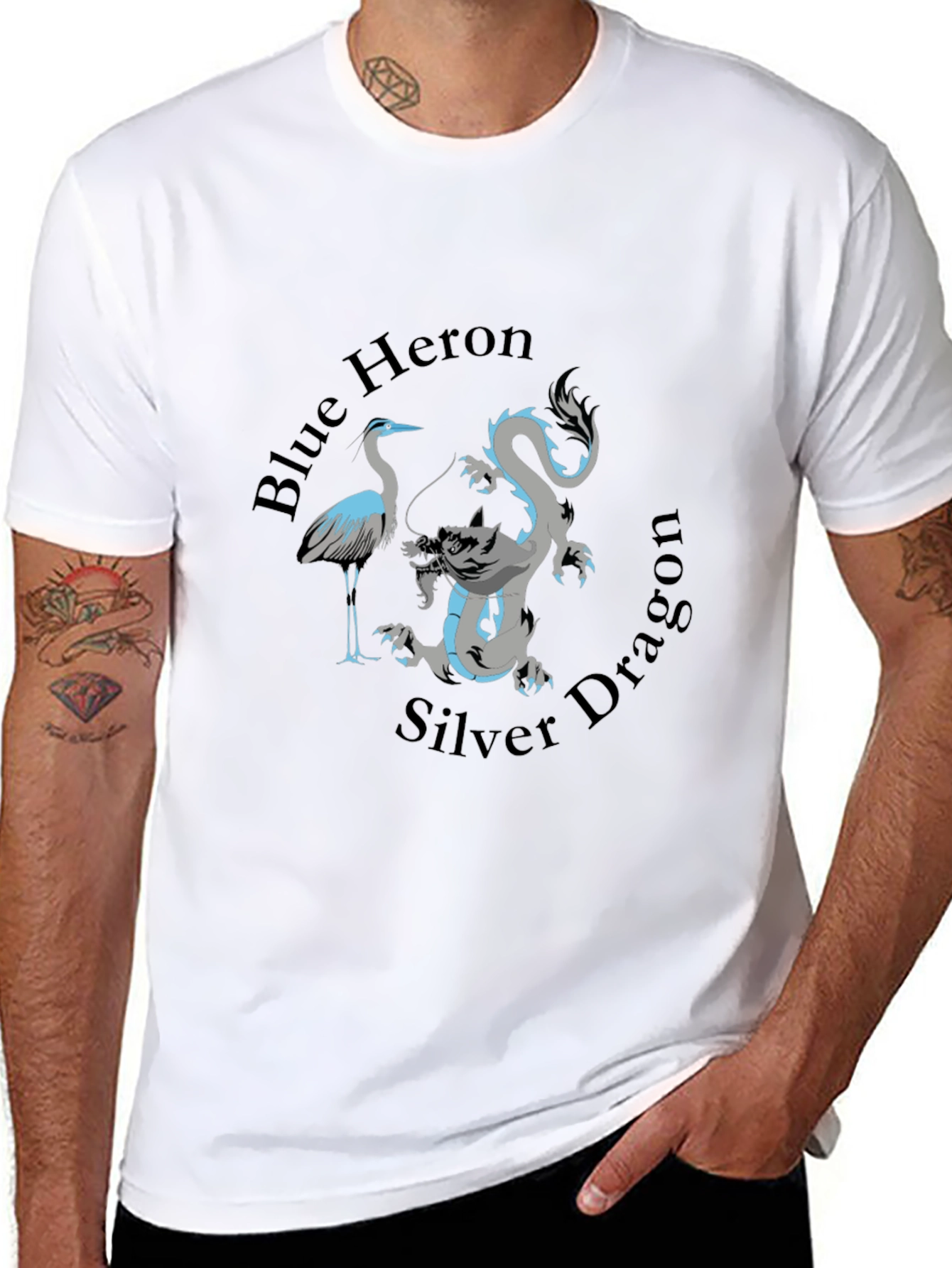 Blue Heron Silver Dragon Graphic Tee