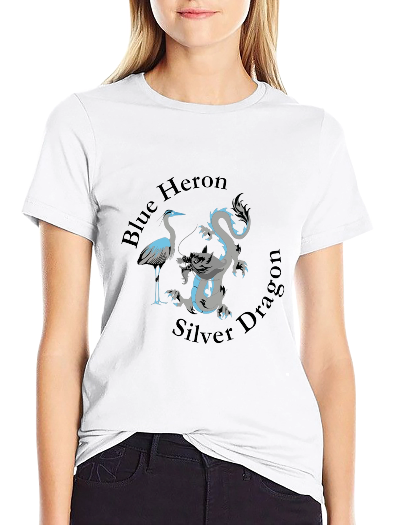 Blue Heron Silver Dragon Graphic Tee