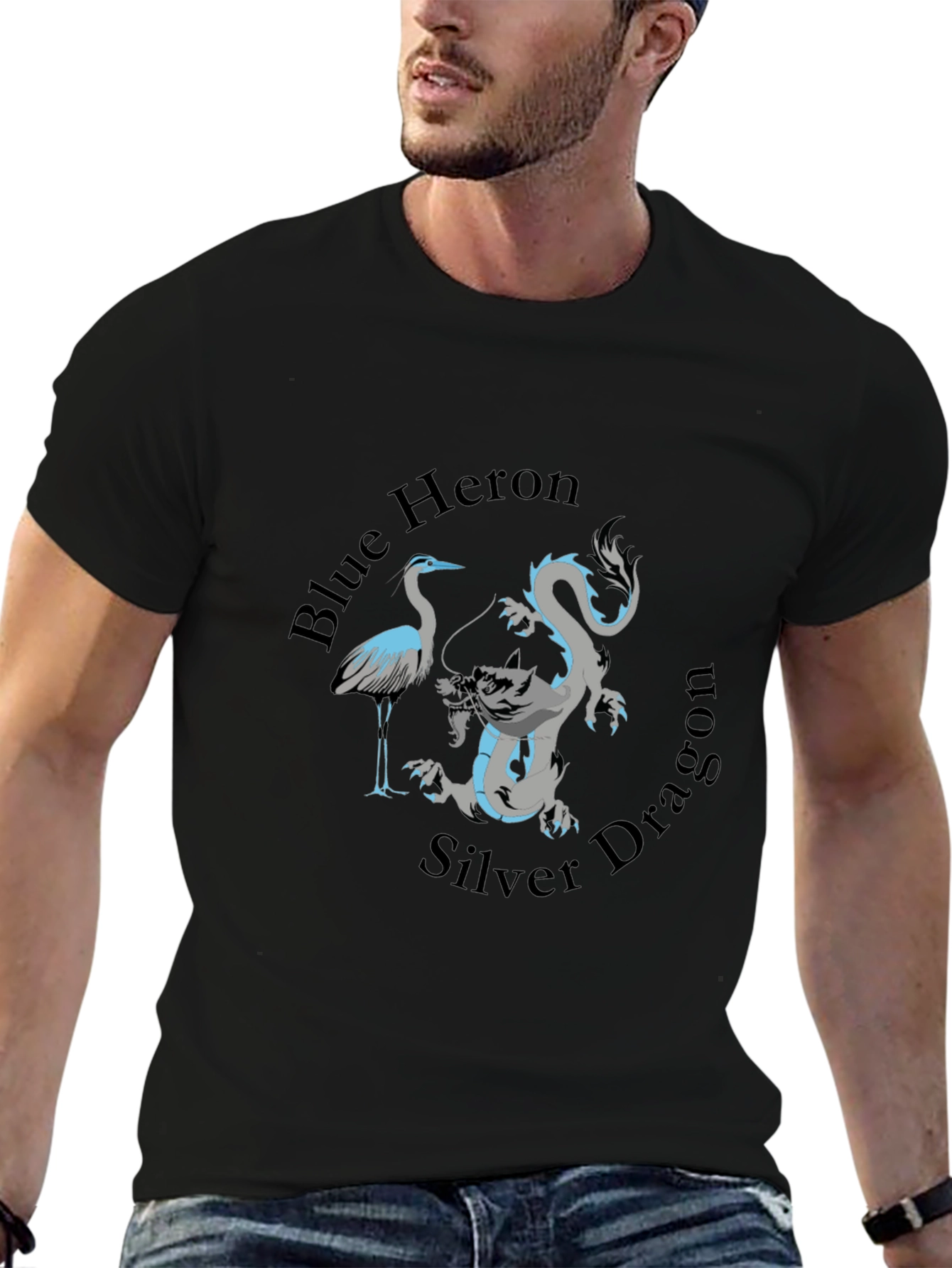 Blue Heron Silver Dragon Graphic Tee