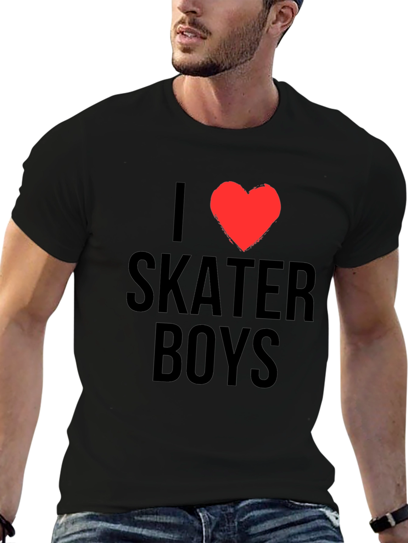I Heart Skater Boys Black Graphic T-Shirt