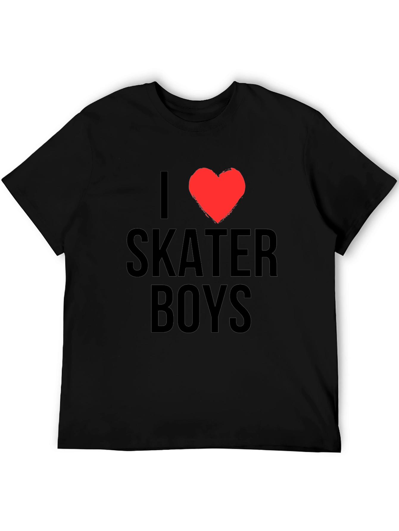 I Heart Skater Boys Black Graphic T-Shirt