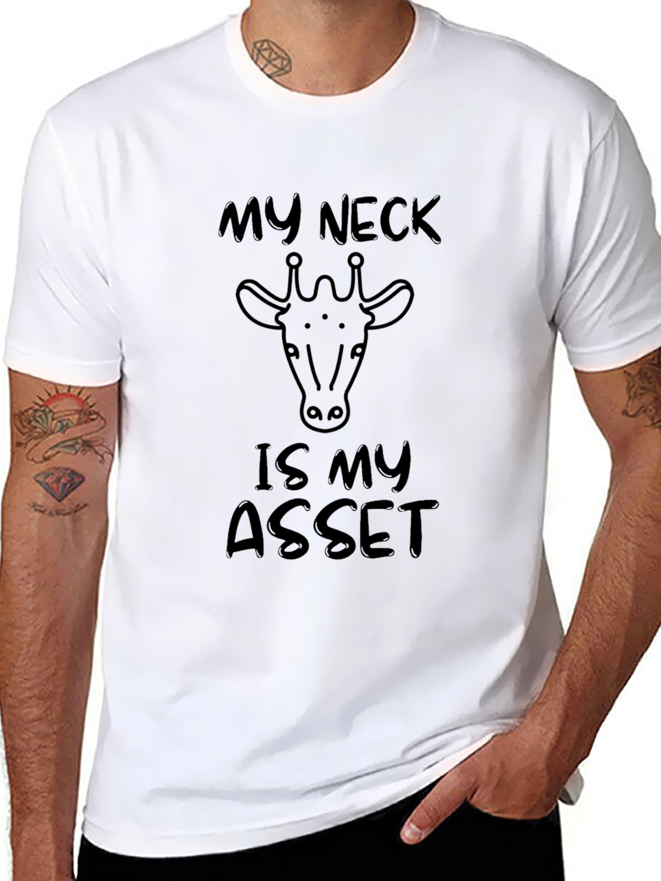 My Neck Is My Asset Giraffe Humor T-Shirt