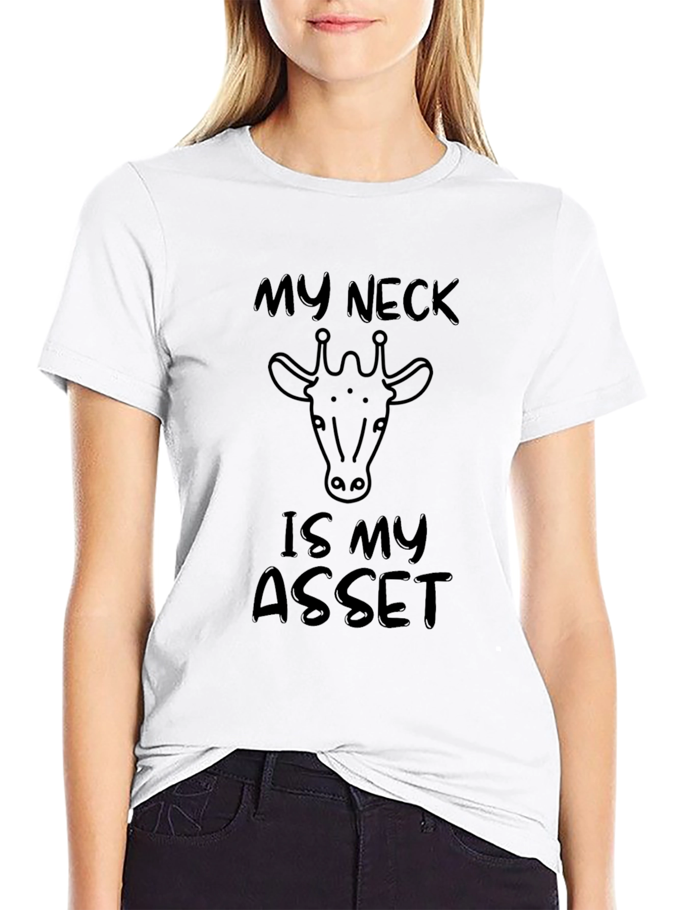 My Neck Is My Asset Giraffe Humor T-Shirt