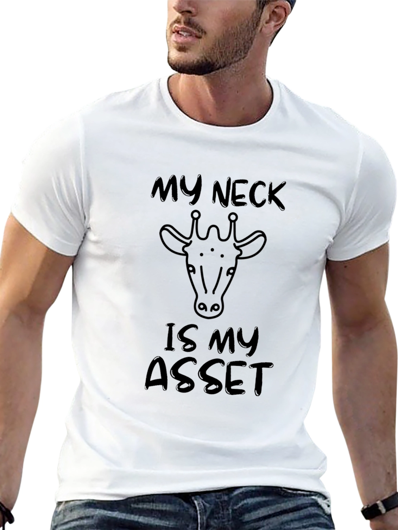 My Neck Is My Asset Giraffe Humor T-Shirt