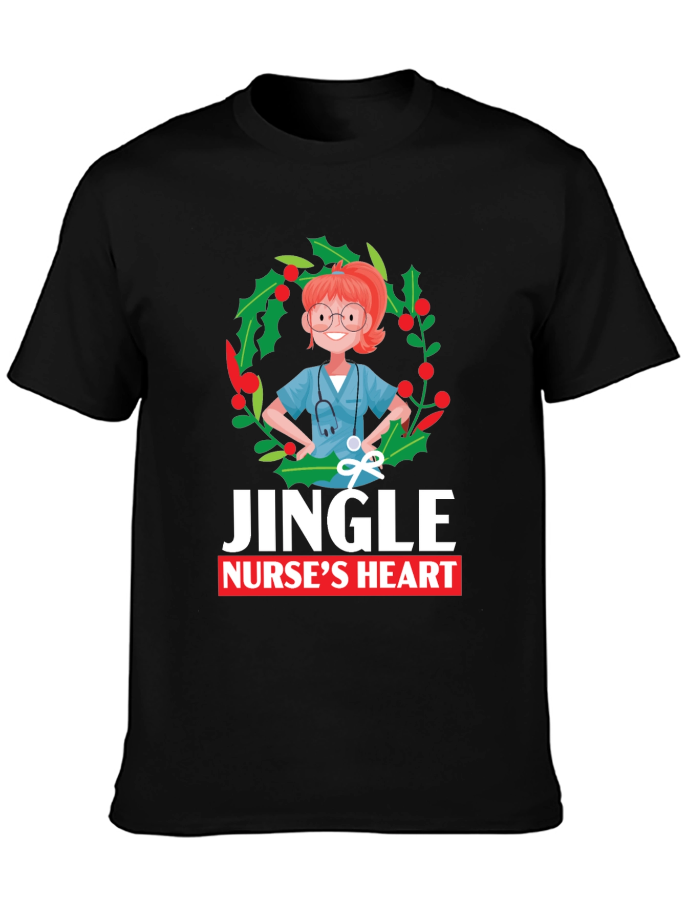 Jingle Nurses Heart Christmas T-Shirt