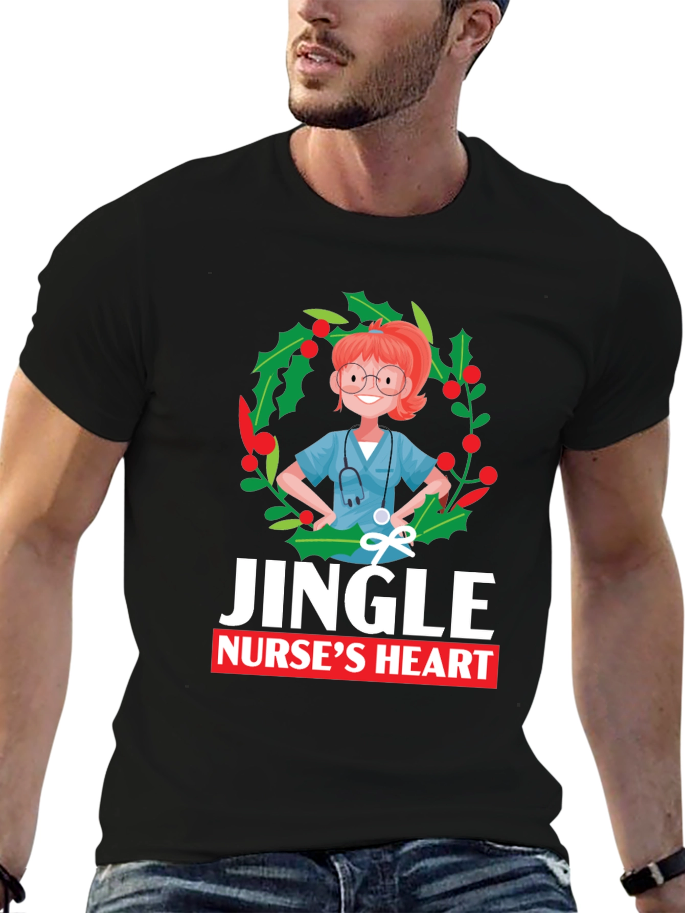 Jingle Nurses Heart Christmas T-Shirt