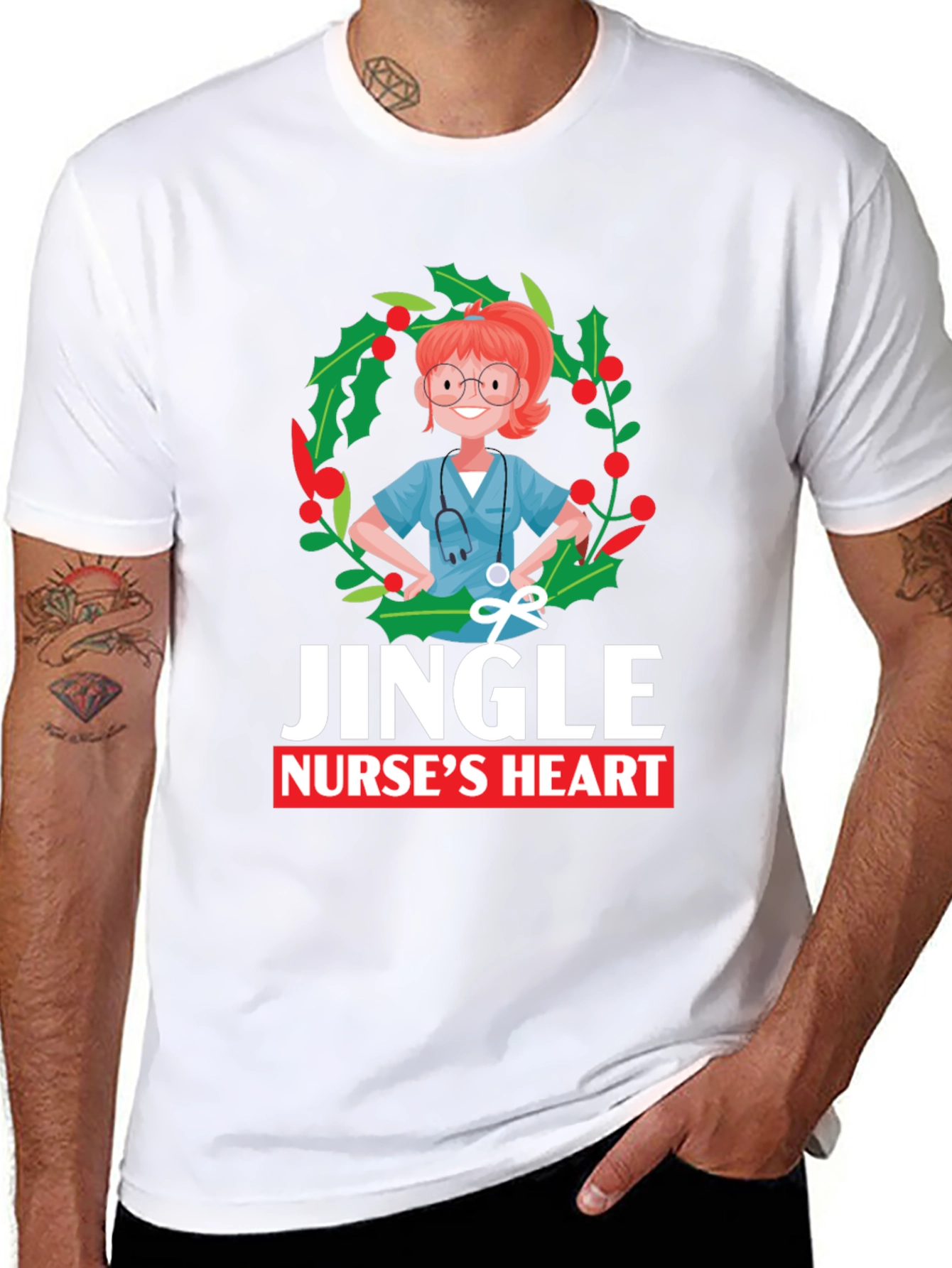 Jingle Nurses Heart Christmas T-Shirt