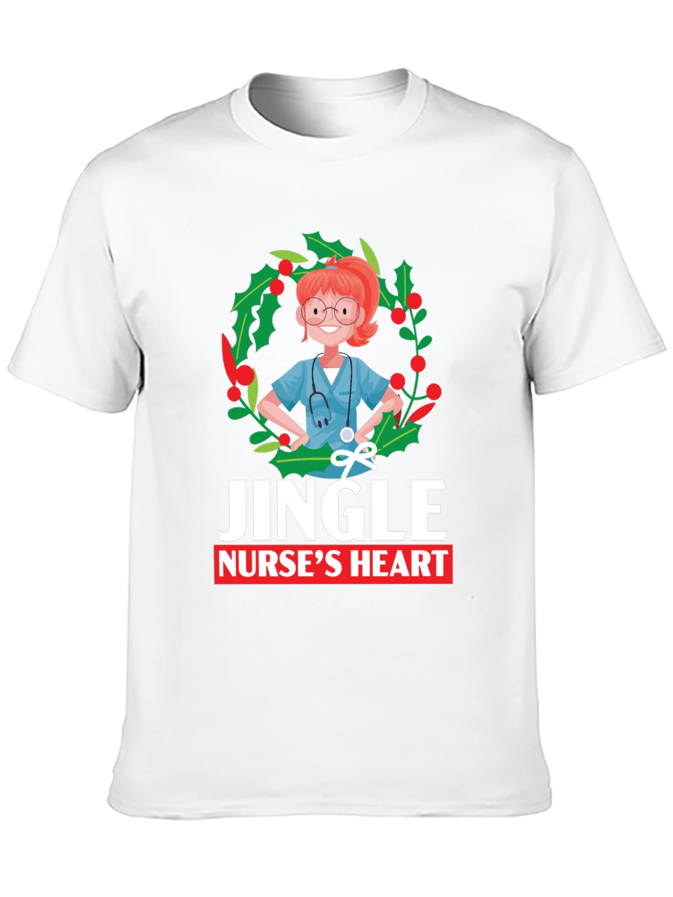 Jingle Nurses Heart Christmas T-Shirt