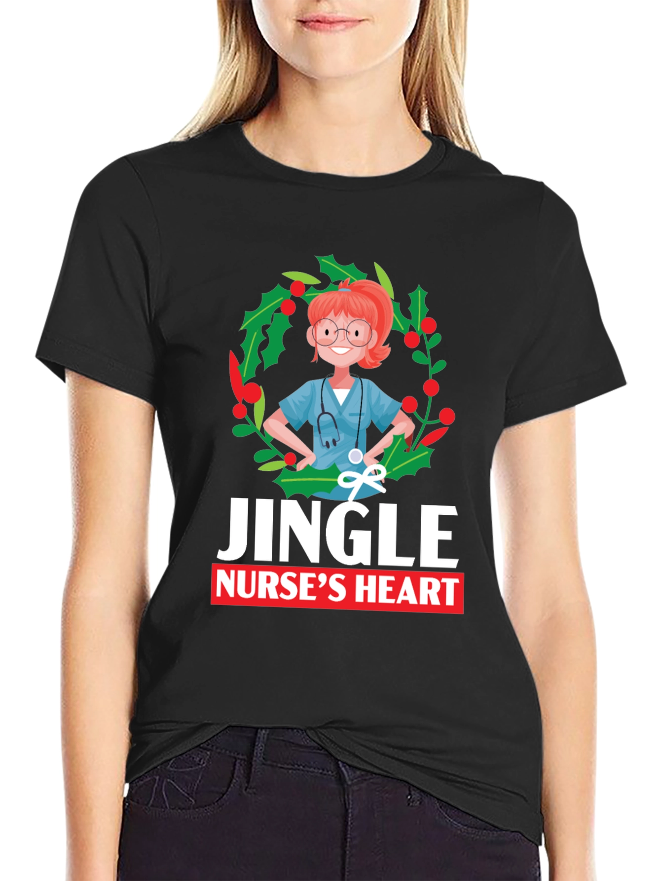 Jingle Nurses Heart Christmas T-Shirt