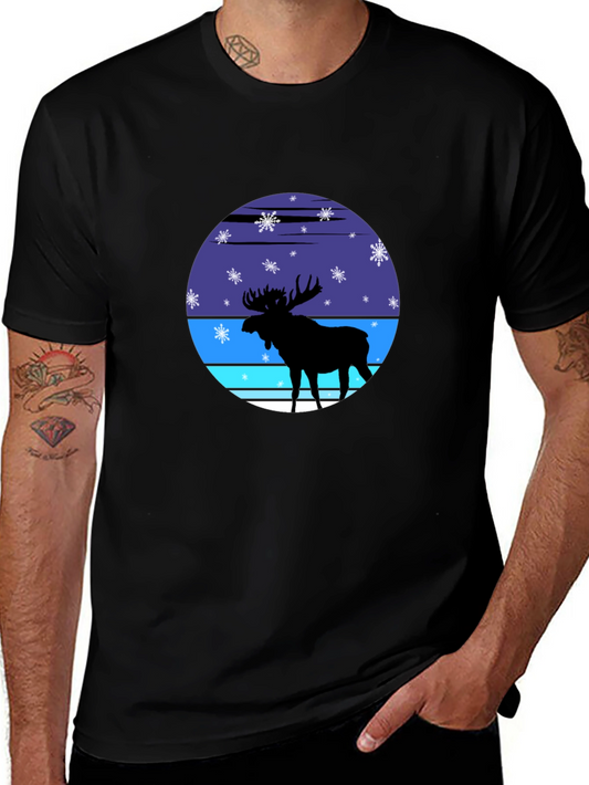Moose Silhouette Winter Graphic Tee