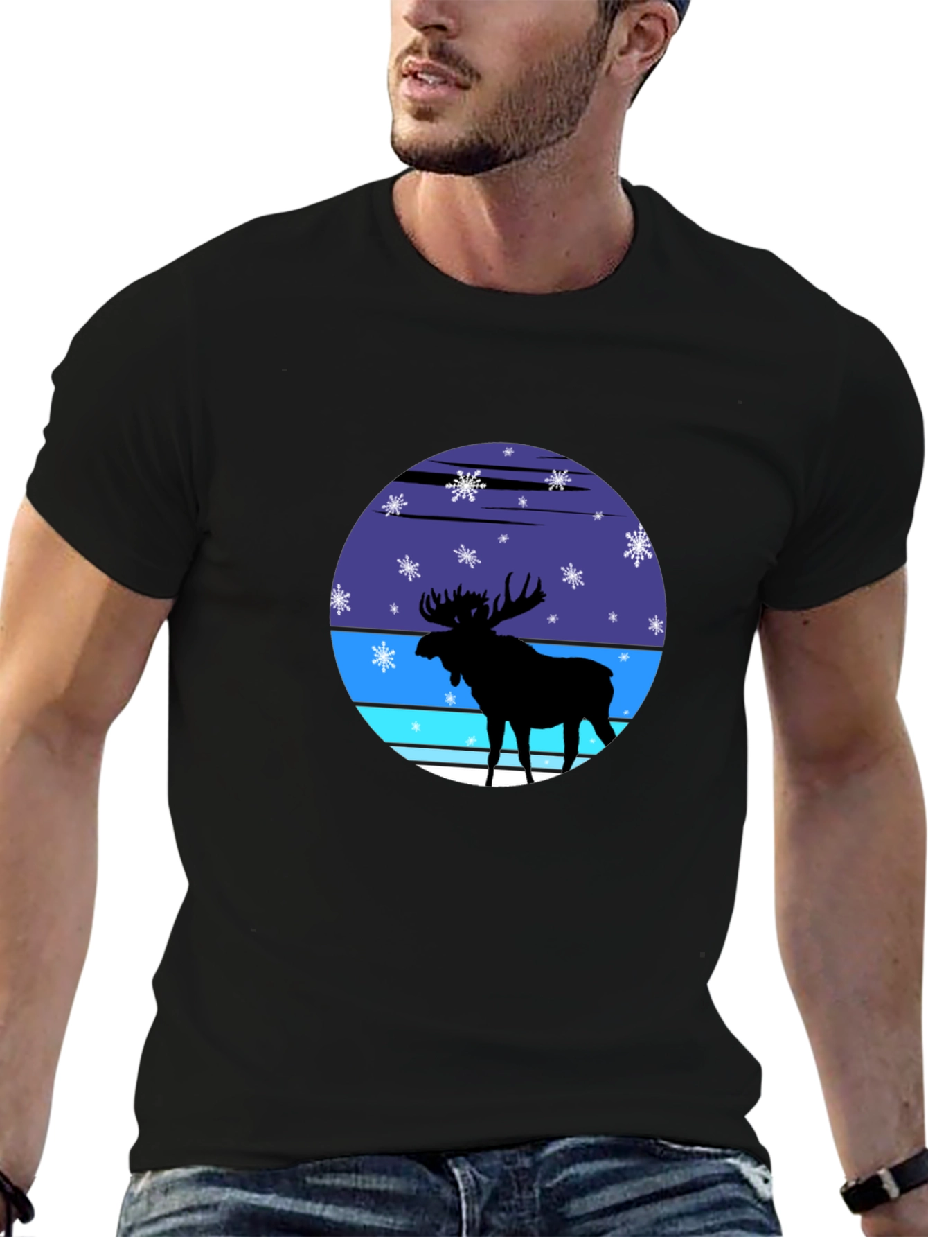 Moose Silhouette Winter Graphic Tee