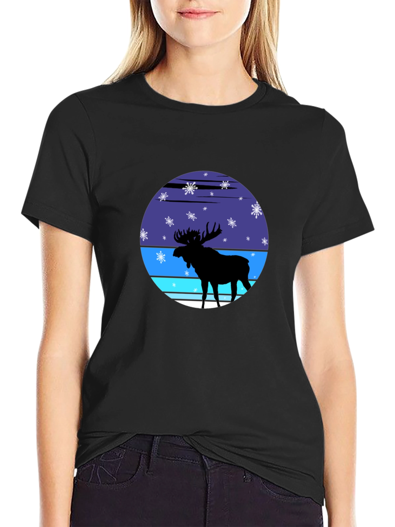 Moose Silhouette Winter Graphic Tee