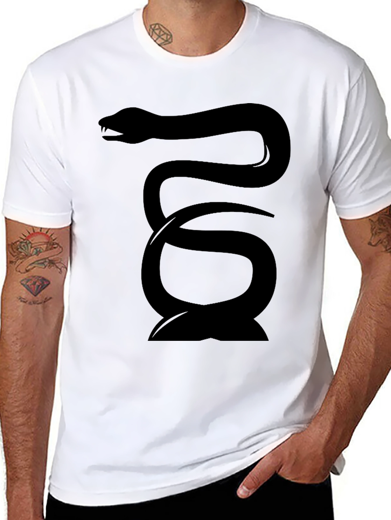 Black Snake Graphic Tee - Mens Fashion