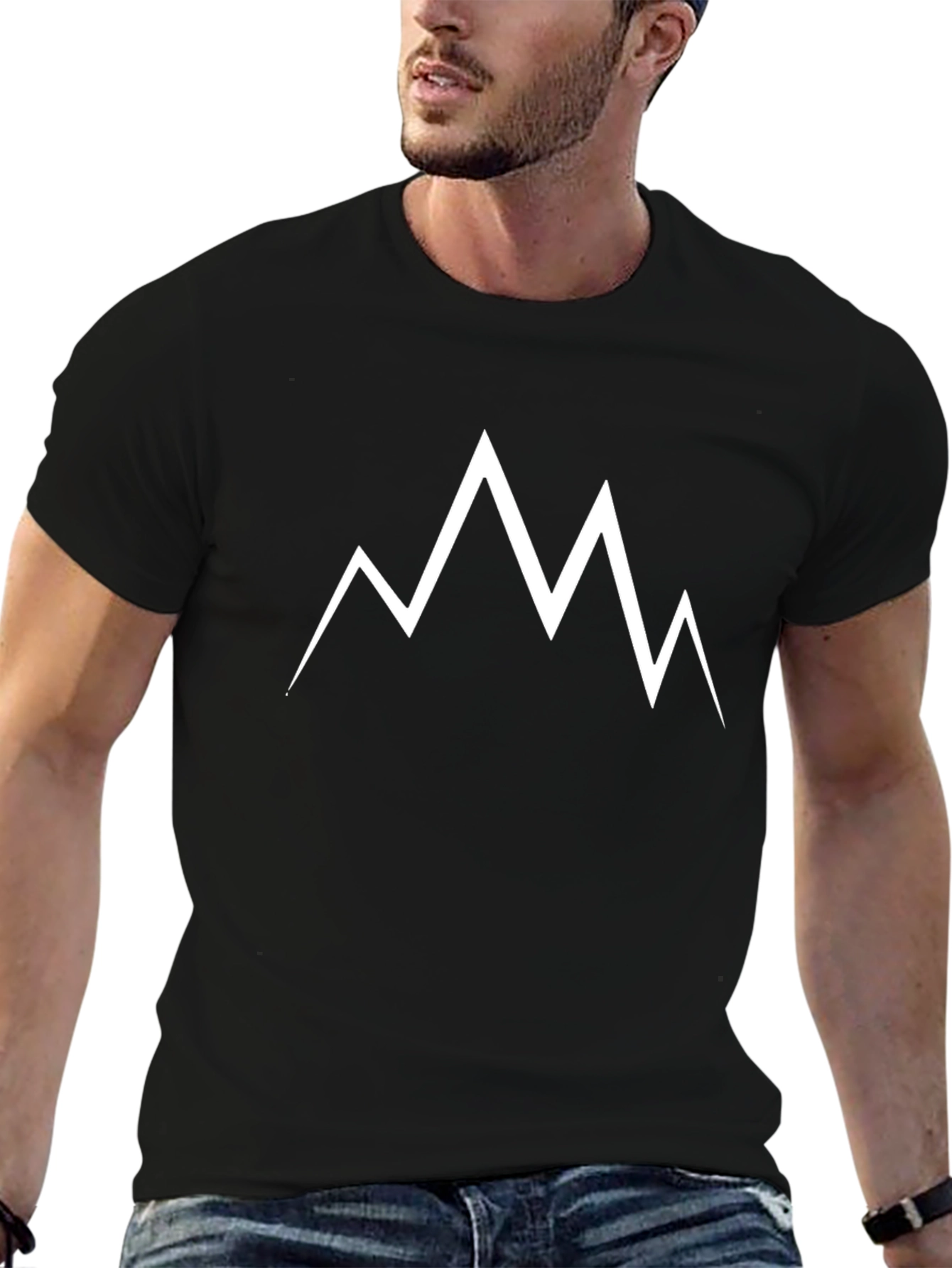 Minimalist Mountain Peak T-Shirt - Black