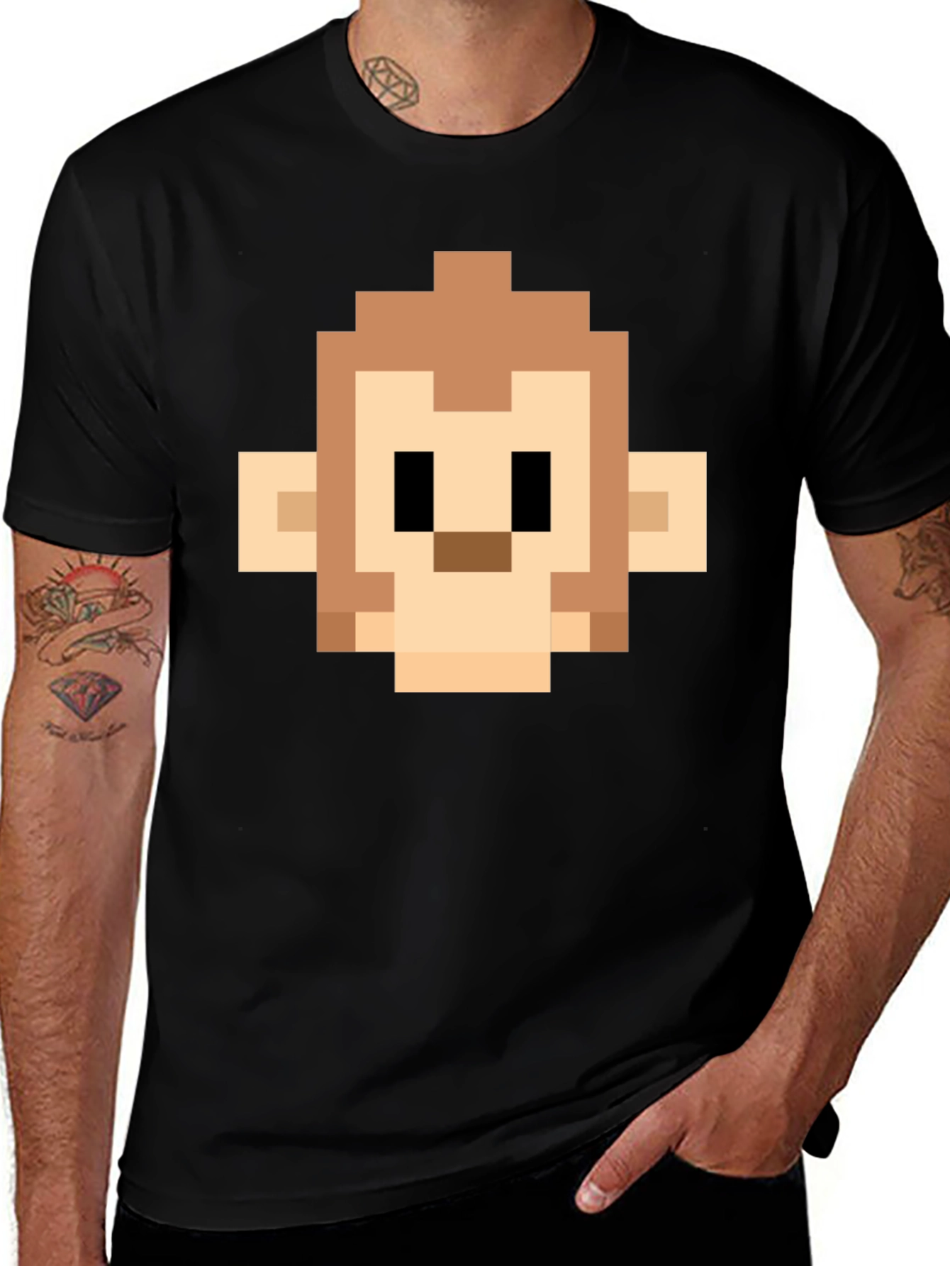 Pixel Monkey Head Graphic Tee