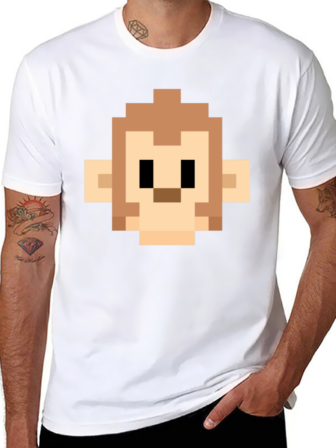 Pixel Monkey Head Graphic Tee