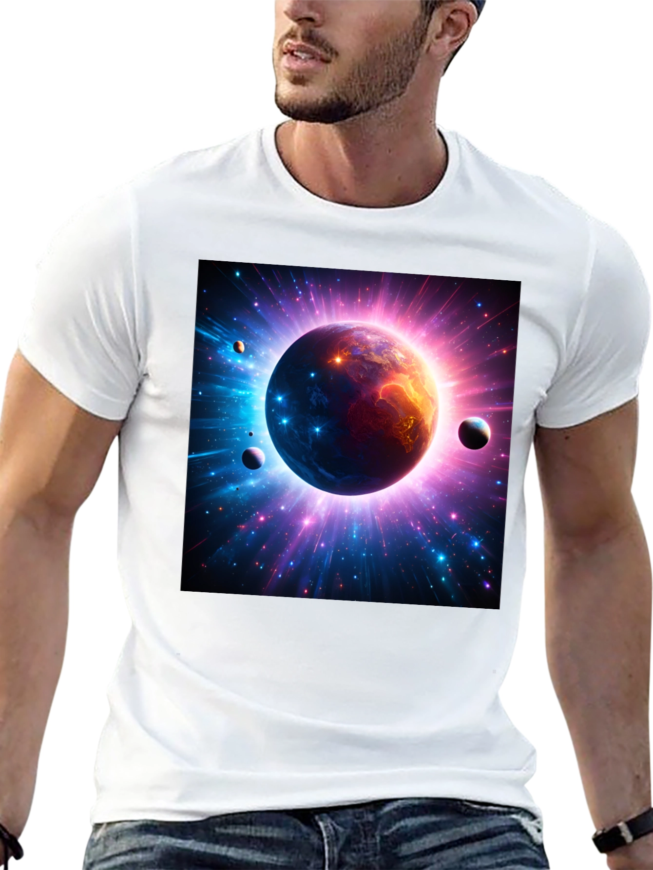 Cosmic Planet Graphic Tee - Black