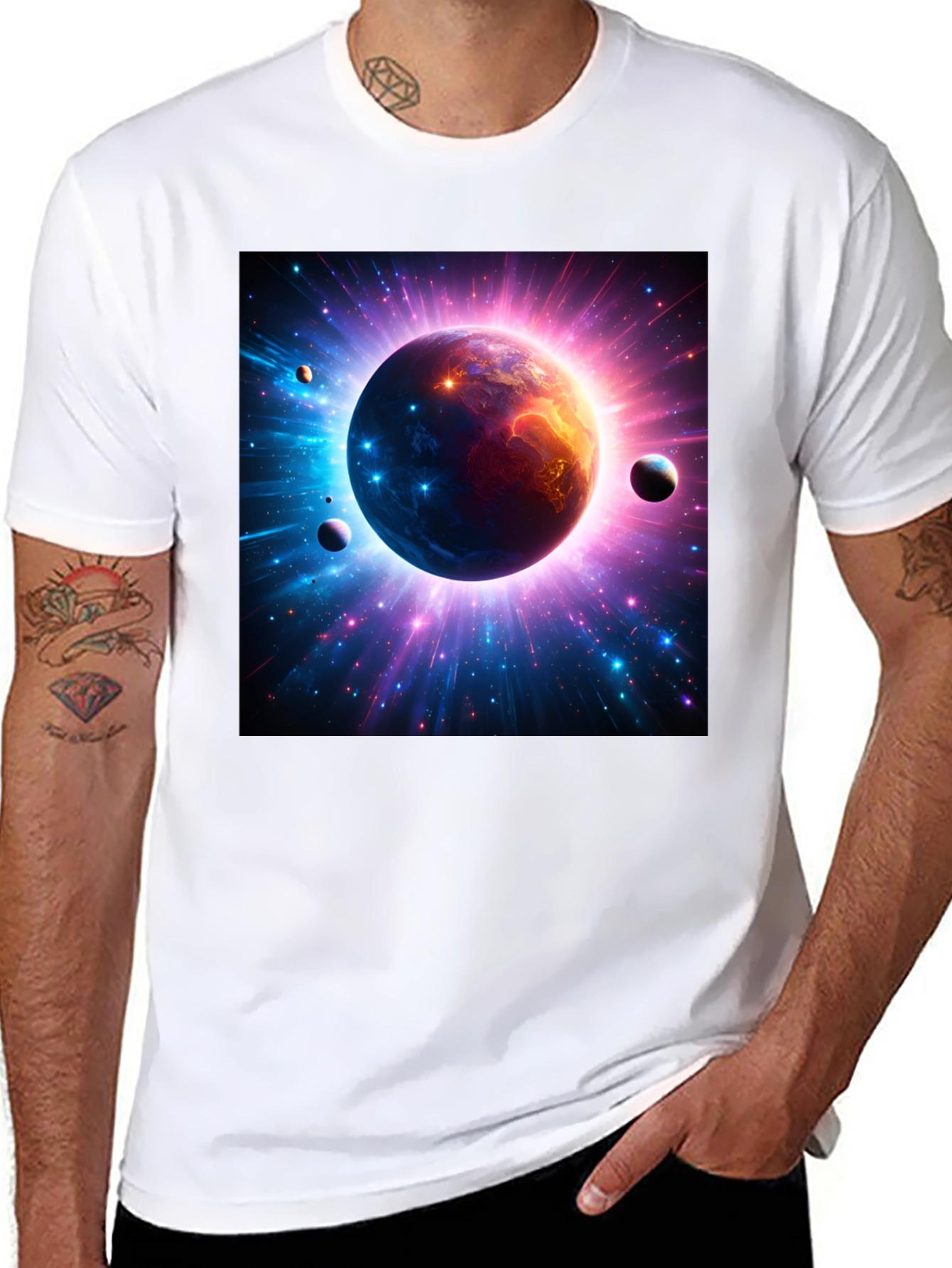Cosmic Planet Graphic Tee - Black