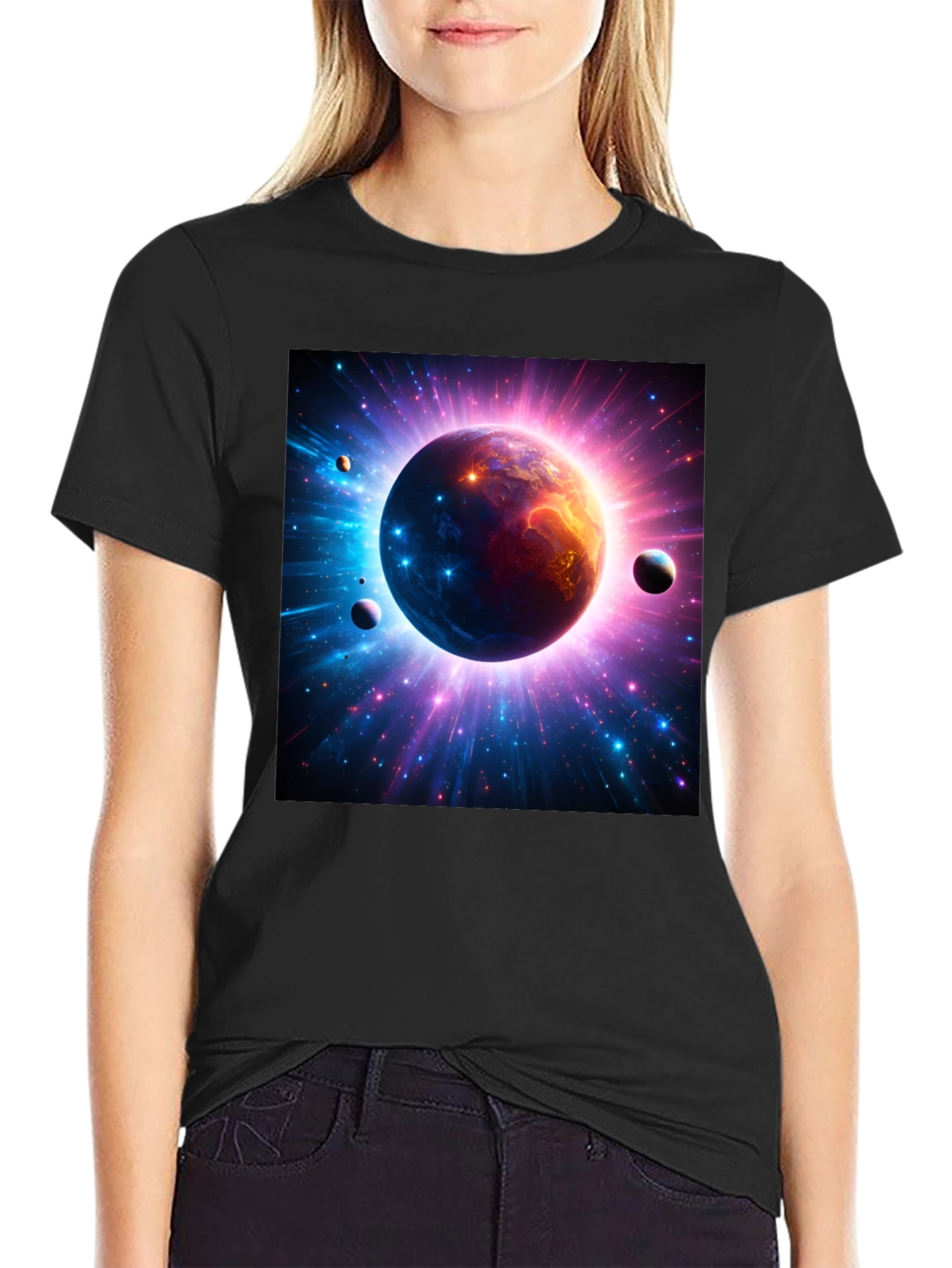 Cosmic Planet Graphic Tee - Black