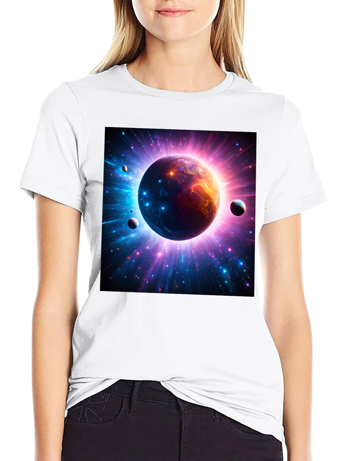 Cosmic Planet Graphic Tee - Black