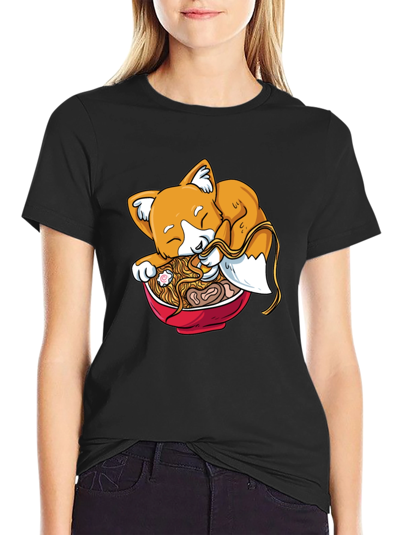 Ramen Fox Black Graphic Tee