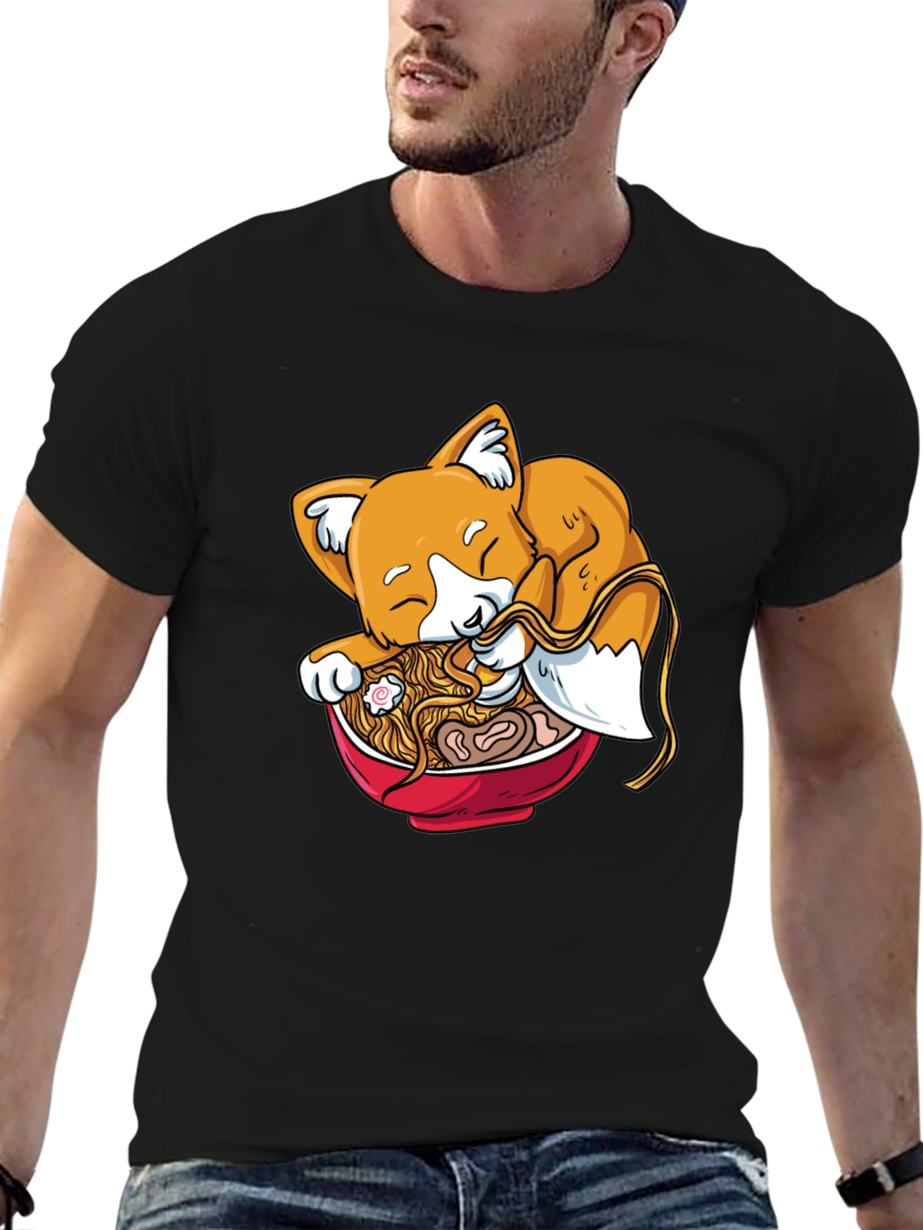 Ramen Fox Black Graphic Tee