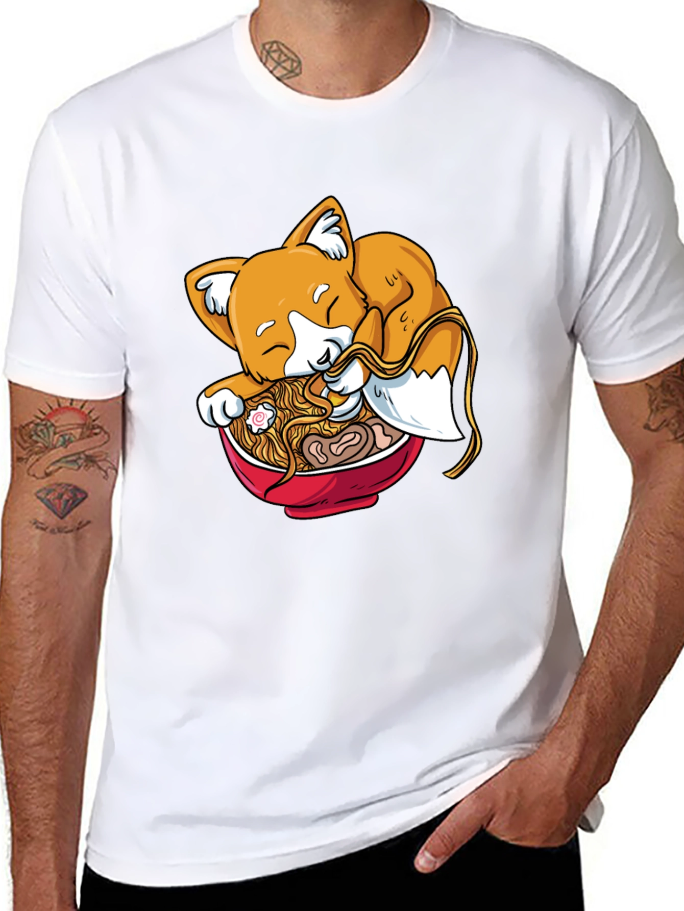 Ramen Fox Black Graphic Tee