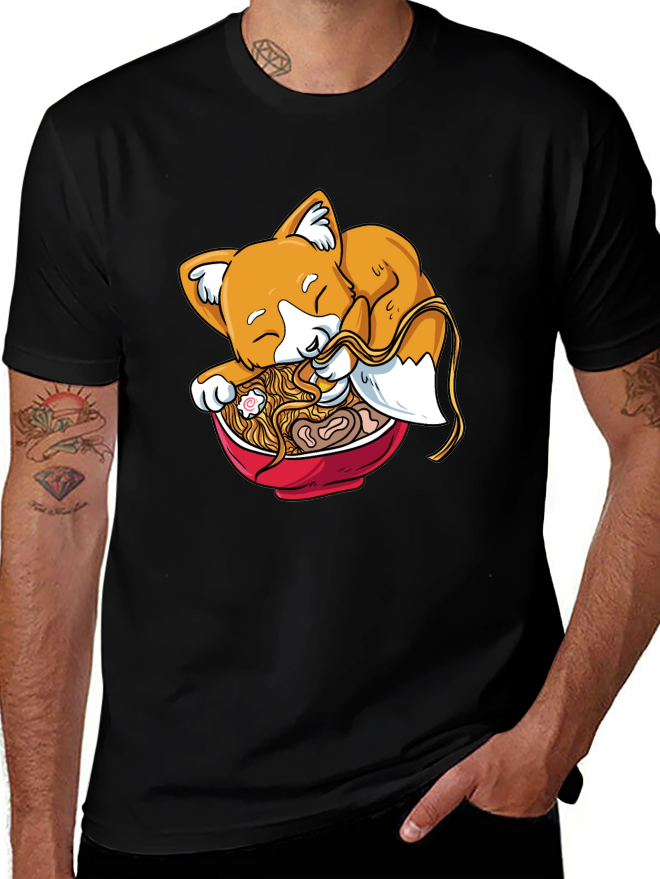 Ramen Fox Black Graphic Tee