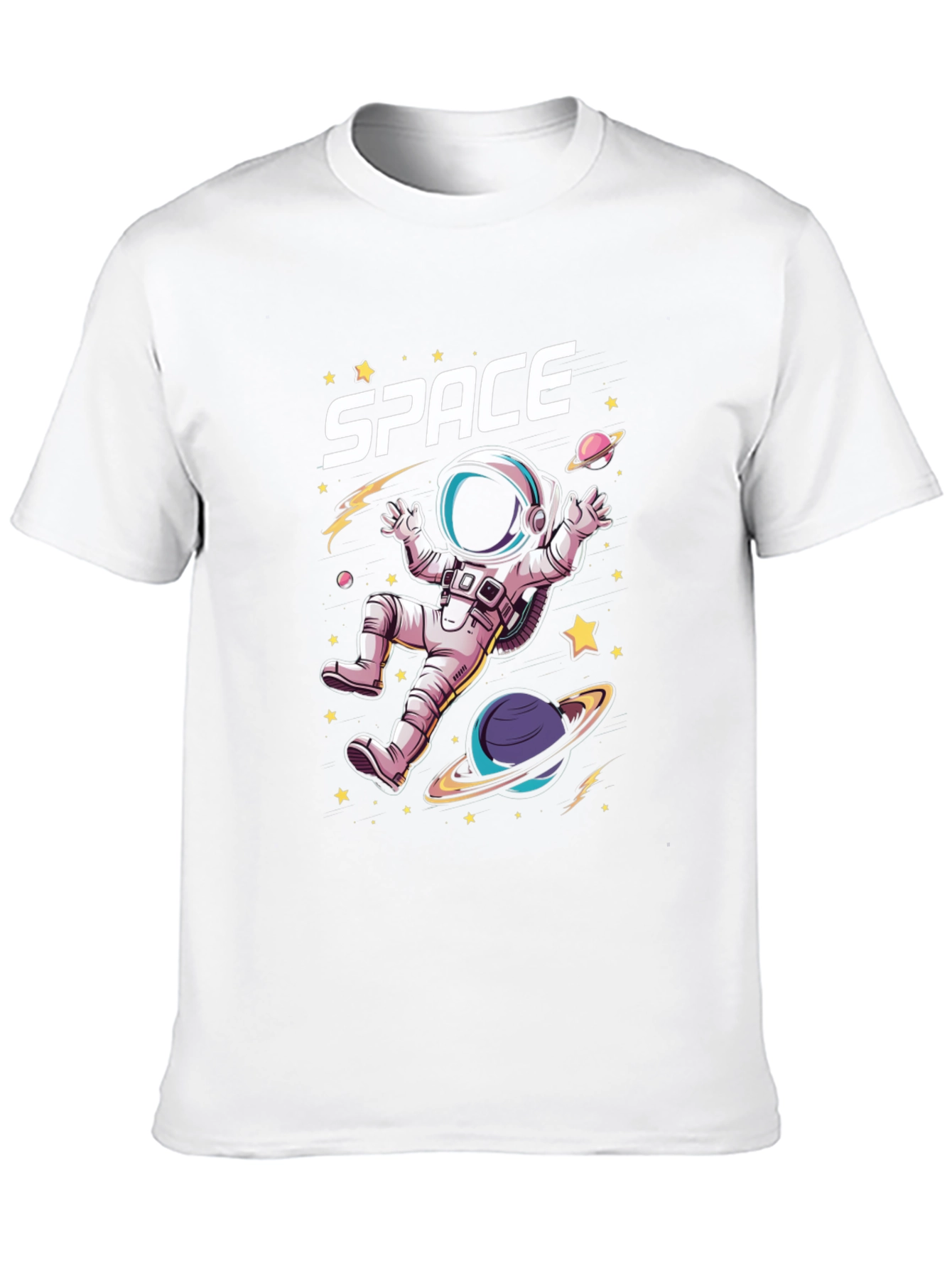 Space Astronaut Graphic T-Shirt - Black Cotton Tee
