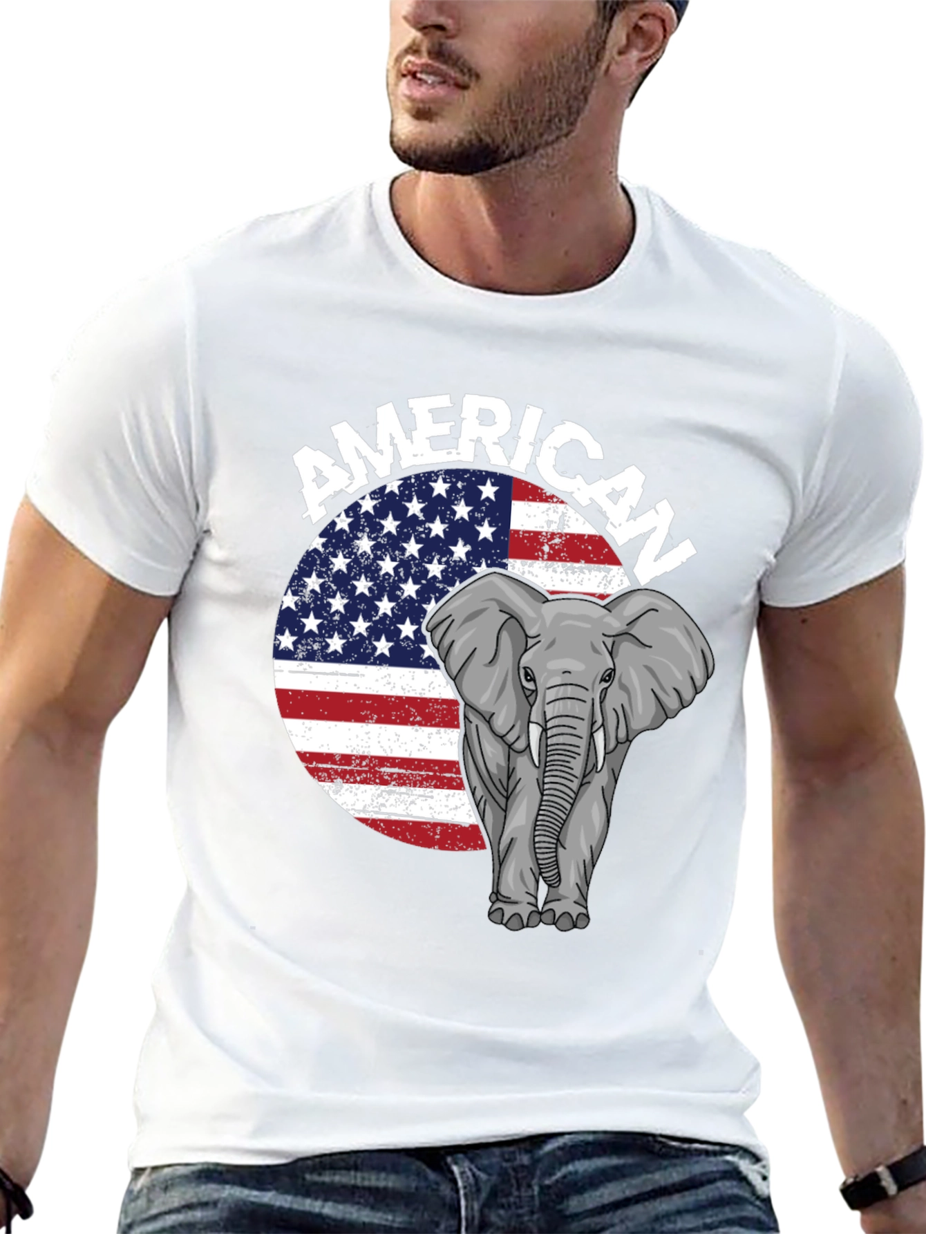 American Elephant Graphic T-Shirt