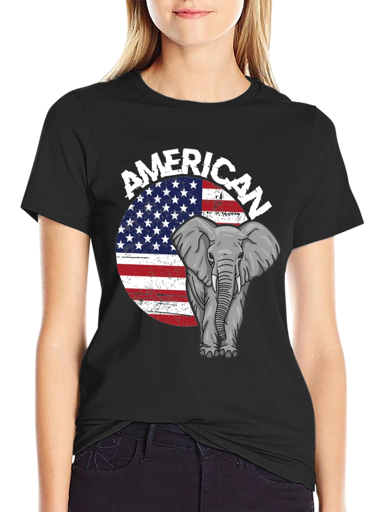 American Elephant Graphic T-Shirt