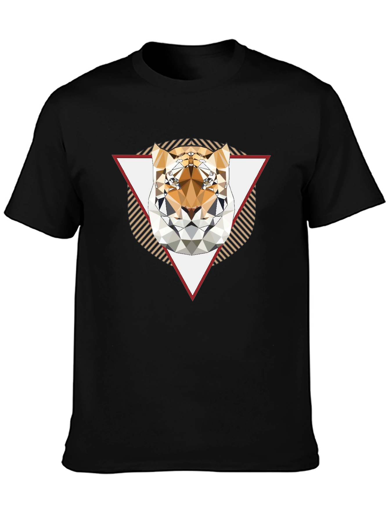 Geometric Tiger Graphic Black T-Shirt