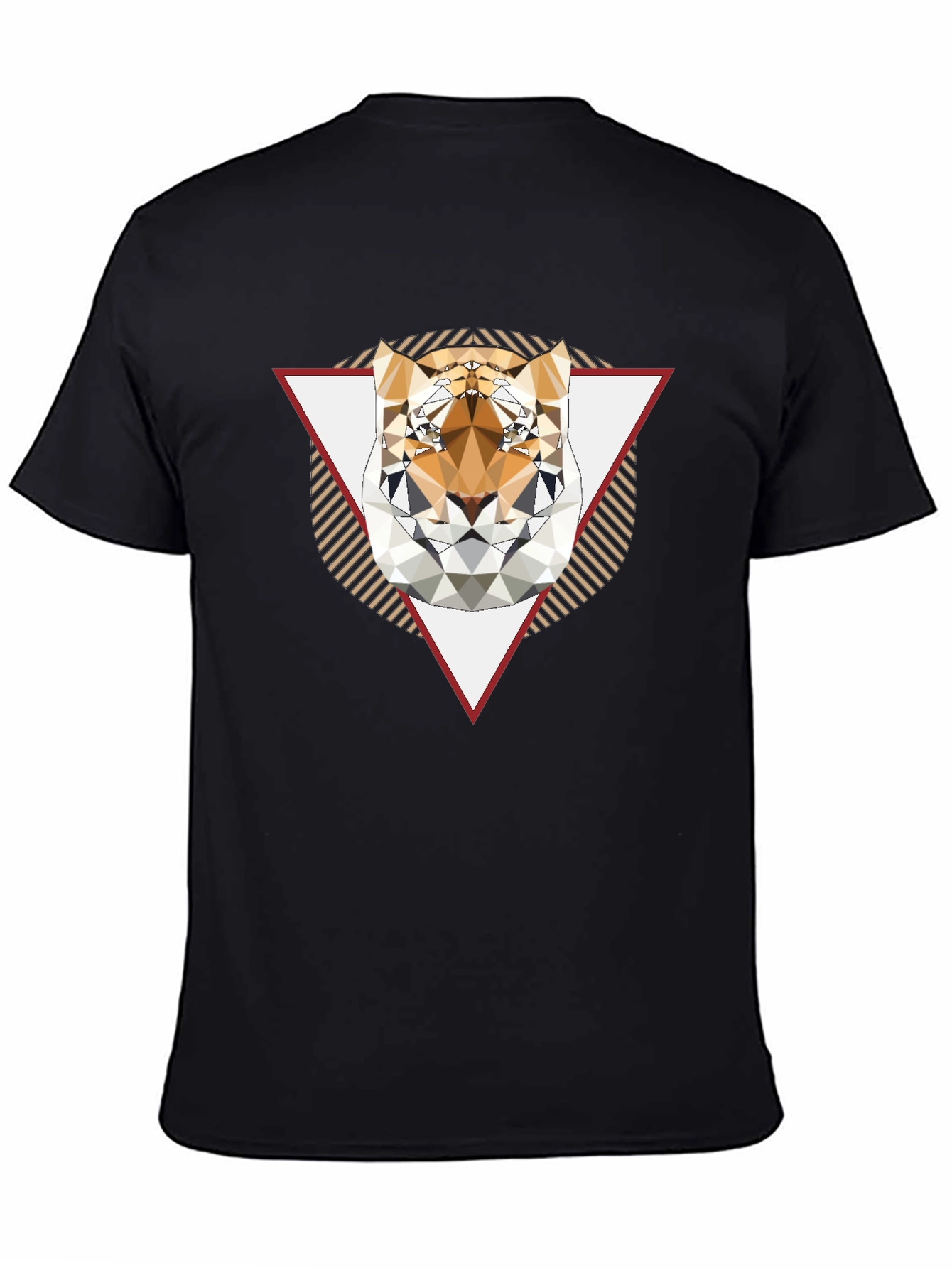 Geometric Tiger Graphic Black T-Shirt