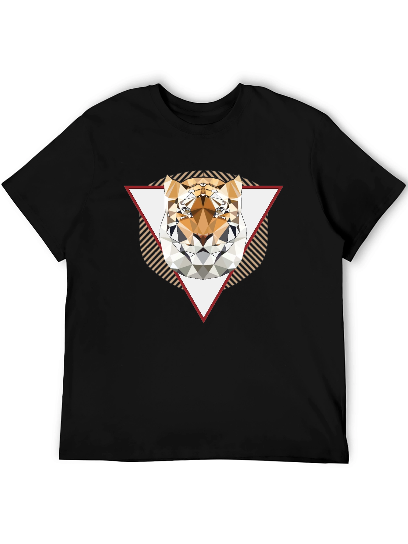 Geometric Tiger Graphic Black T-Shirt