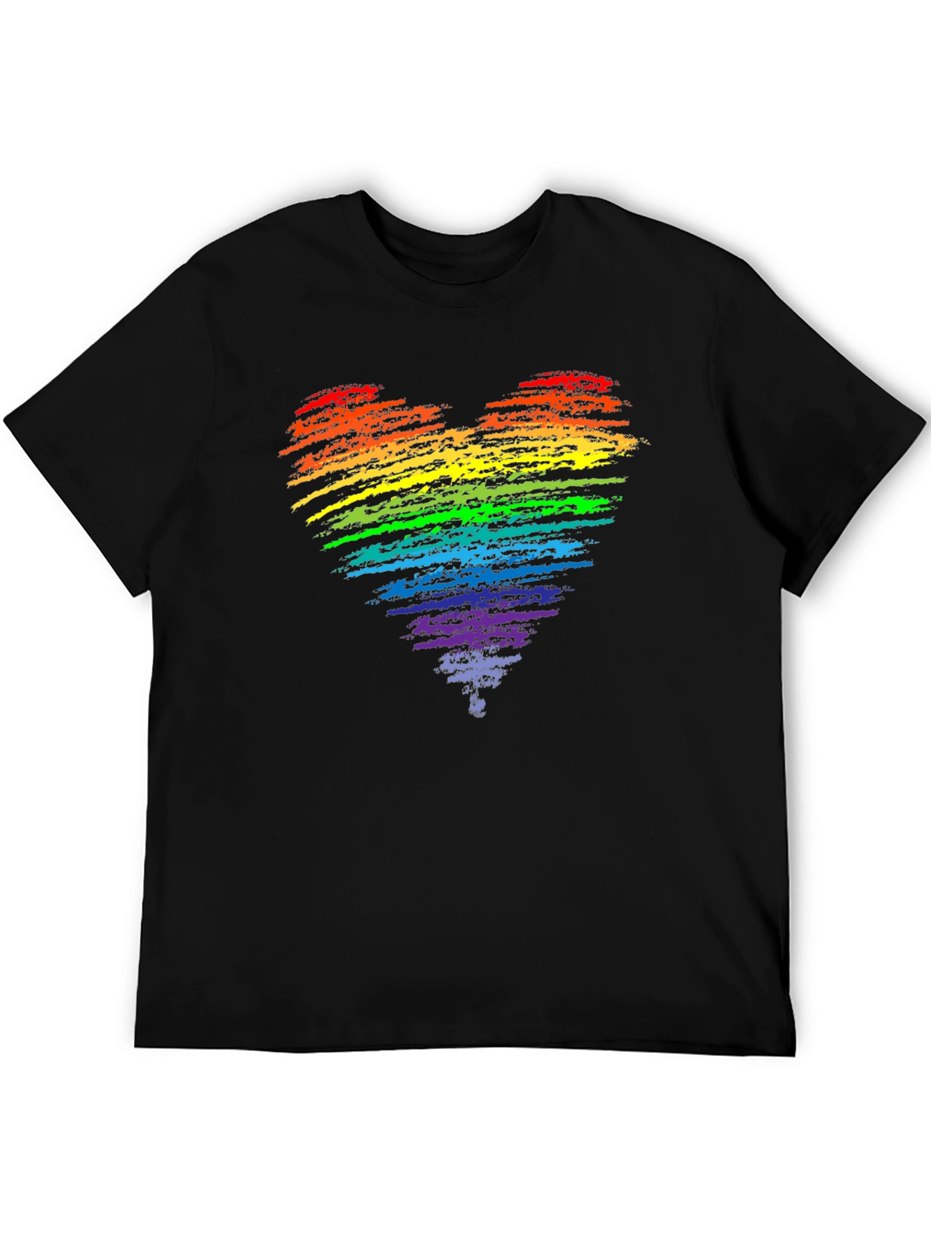 Rainbow Heart Pride T-Shirt - Black Cotton Blend