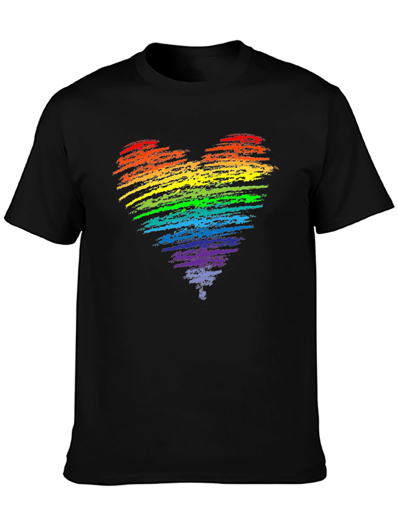 Rainbow Heart Pride T-Shirt - Black Cotton Blend