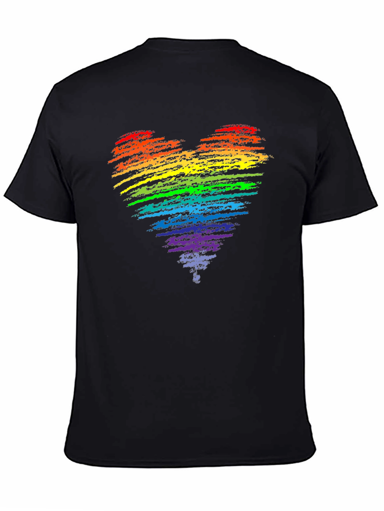 Rainbow Heart Pride T-Shirt - Black Cotton Blend