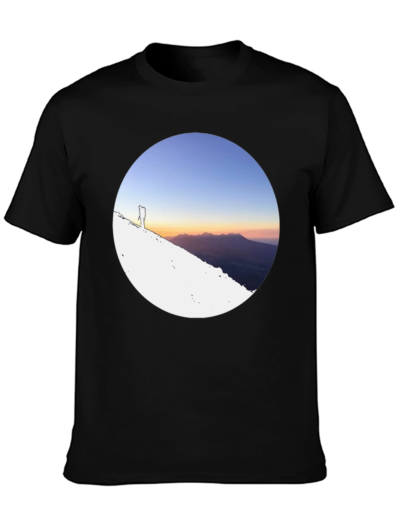 Mountain Sunset Graphic Tee - Black Crew Neck T-Shirt