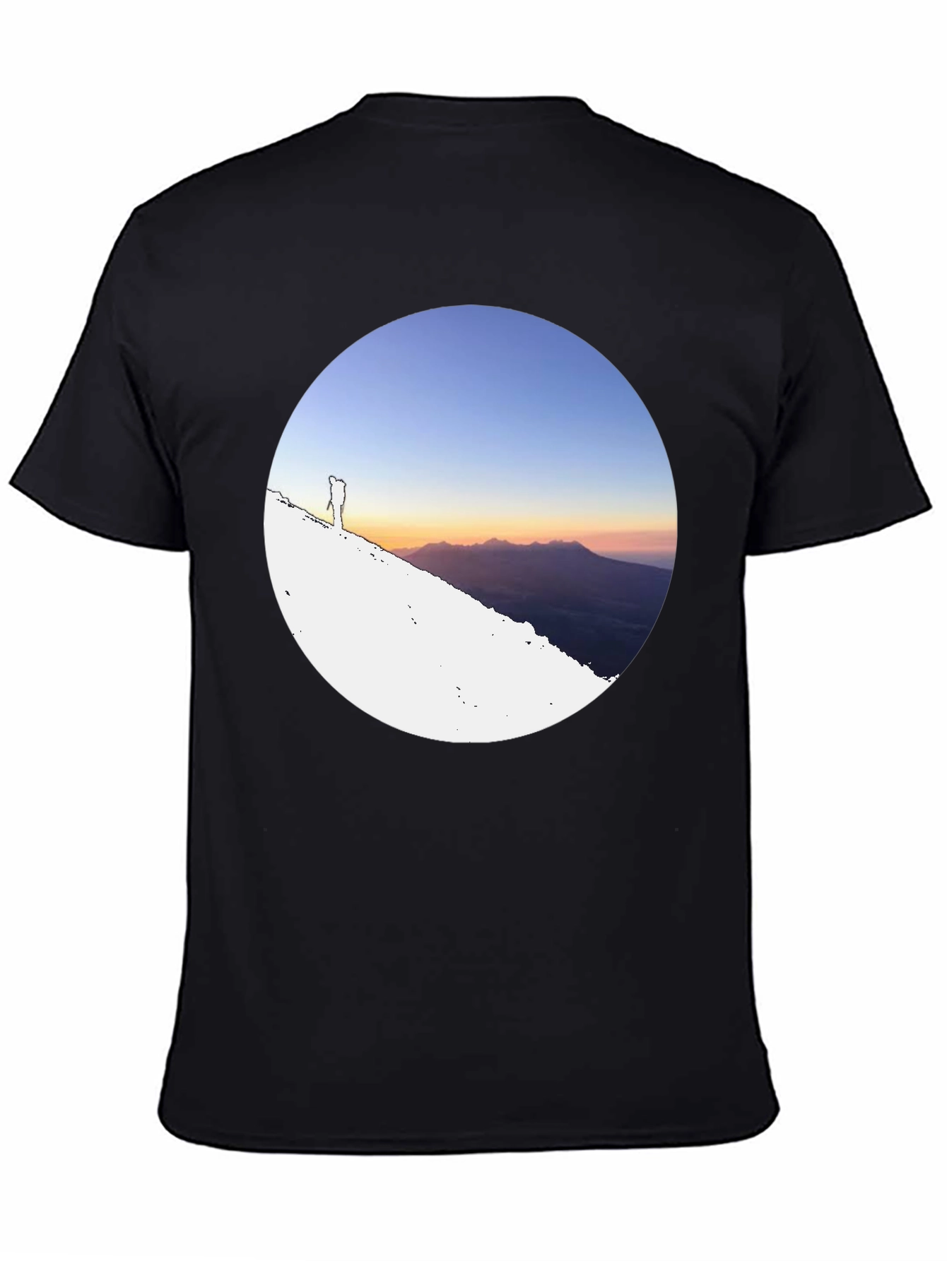 Mountain Sunset Graphic Tee - Black Crew Neck T-Shirt
